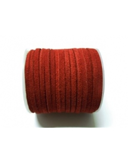 Flat Suede Leather Cord 3mm - Red