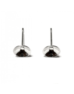 Silver Earring Concave Base 6mm