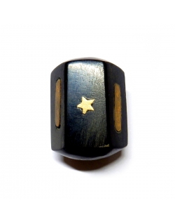 Horn Bead With Brass Inlays