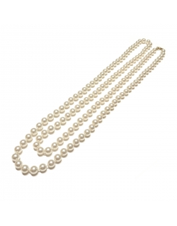 8mm Glass Pearl Necklace - Light Cream Colour