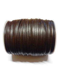 Flat Leather Cord 3mm - Dark Brown