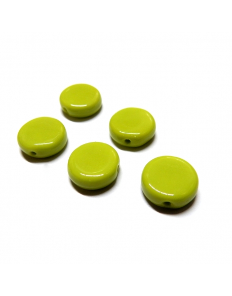 Glass Pill Shaped Bead 8x3mm - Opaque Green