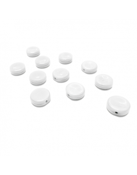 Glass Pill Shaped Bead 8x3mm - Opaque White
