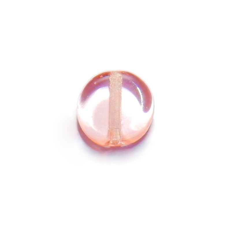 Glass Pill Shaped Bead 8x3mm - Transparent Light Pink
