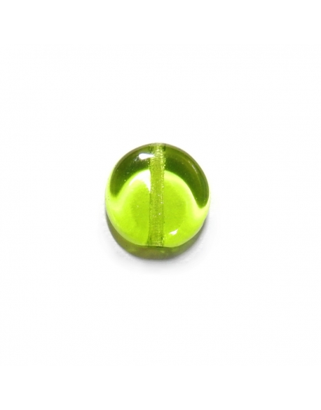 Glass Pill Shaped Bead 8x3mm - Transparent Medium Green