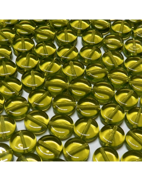 Glass Pill Shaped Bead 8x3mm - Transparent Olive Green
