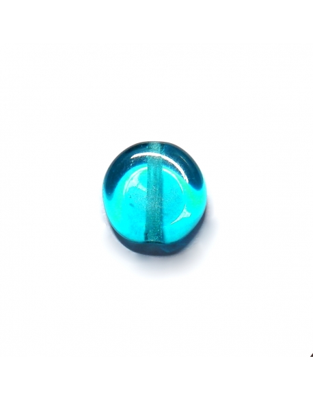 Glass Pill Shaped Bead 8x3mm - Transparent Turquoise