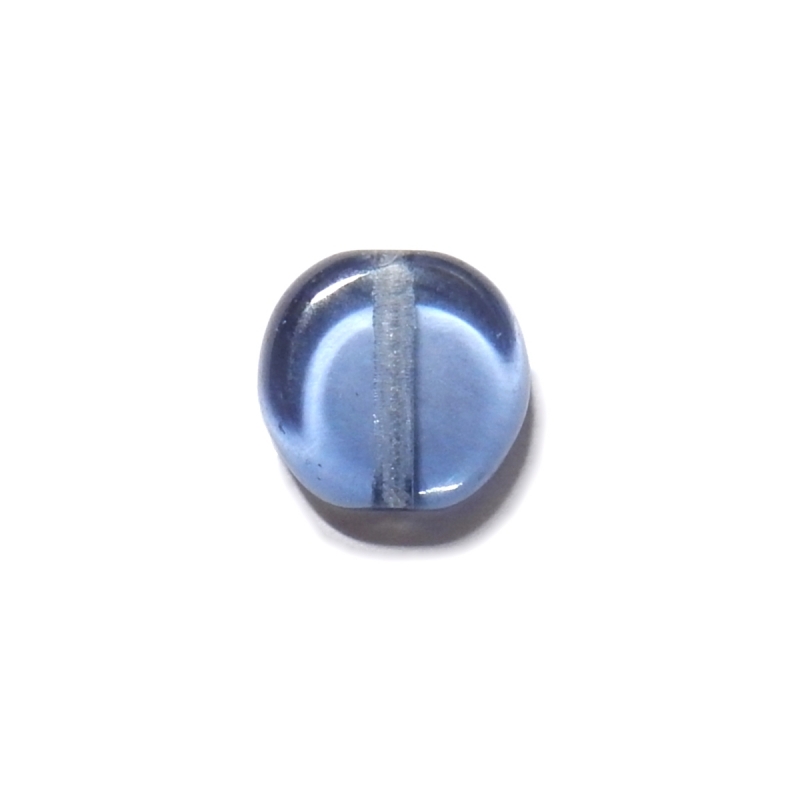 Glass Pill Shaped Bead 8x3mm - Transparent Jean Blue