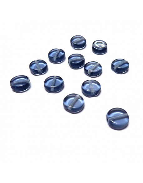 Glass Pill Shaped Bead 8x3mm - Transparent Jean Blue