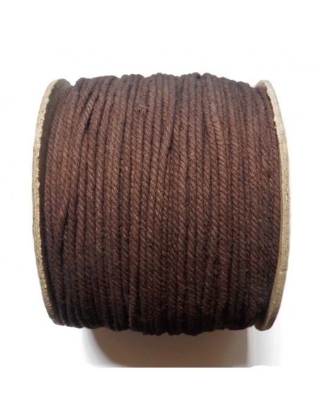 Cotton Waxed Braided Cord 3mm - Dark Brown