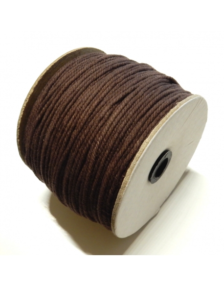 Cotton Waxed Braided Cord 3mm - Dark Brown